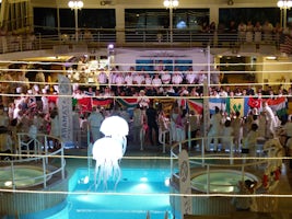 White Night Party, Captain and crew with their home country flags after parading around decks 10 and 9.