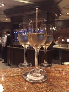 Wine flight in glass house bar