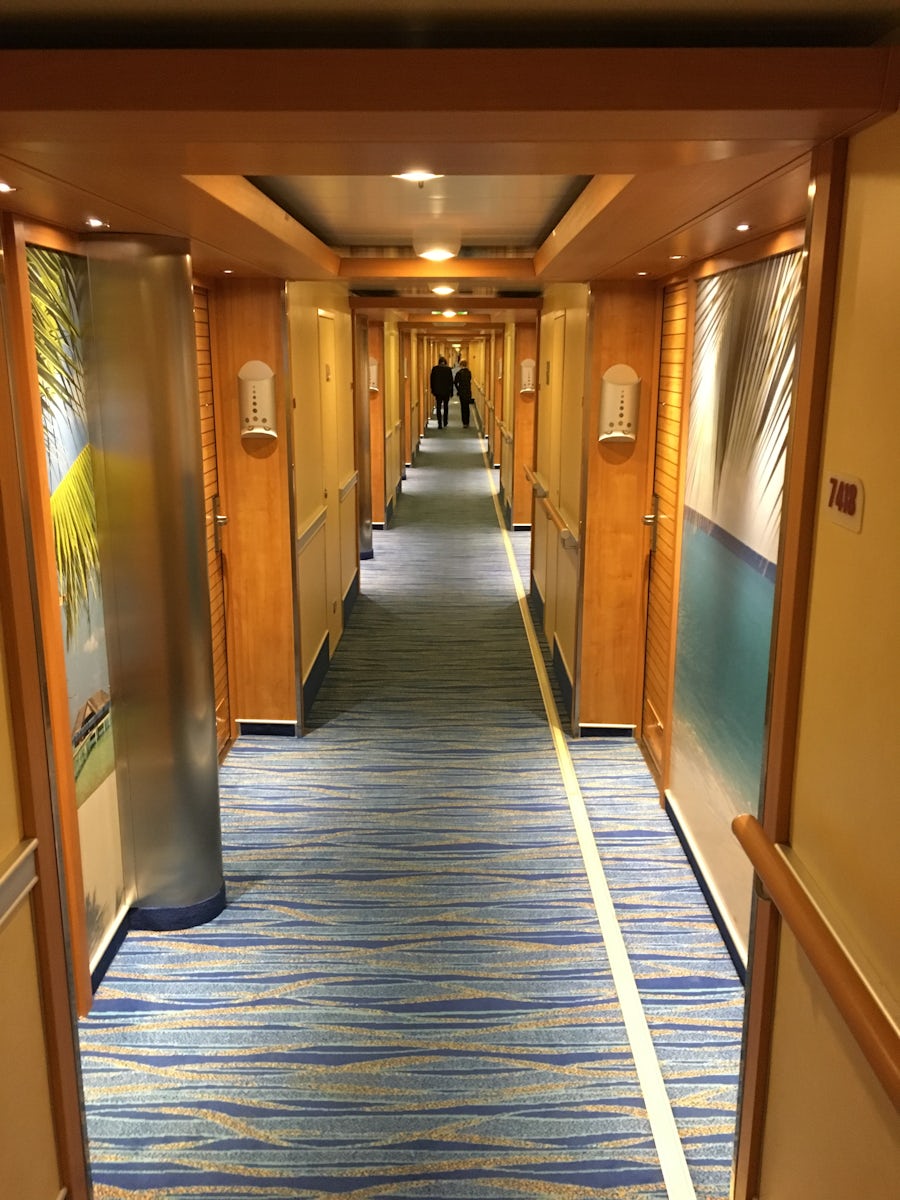 Long hallways in cabin decks