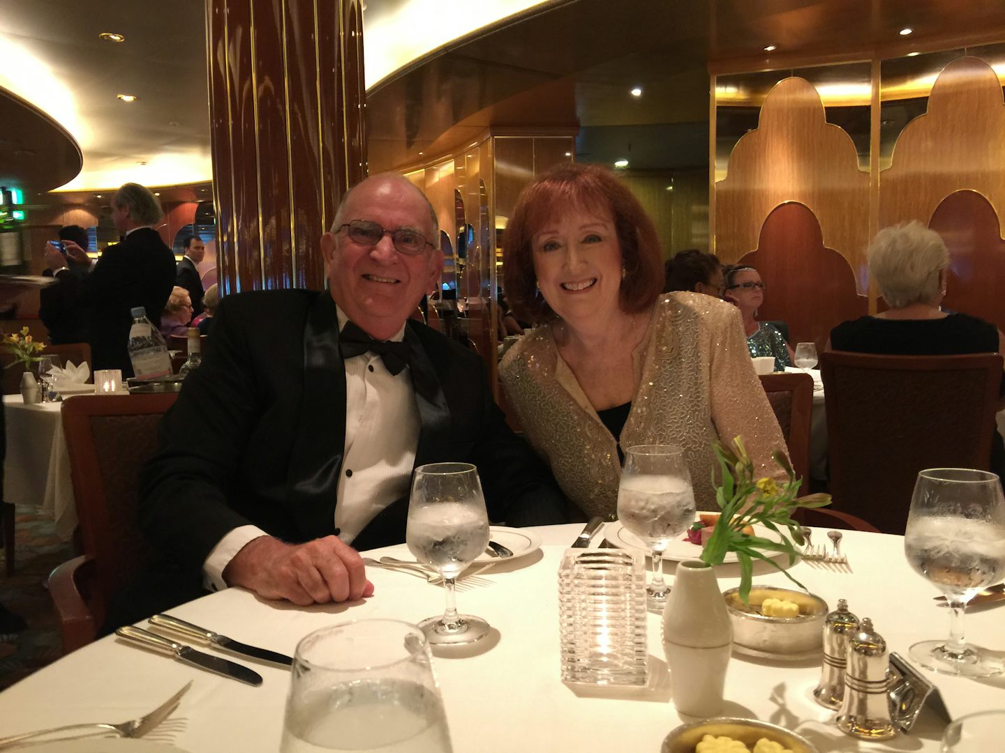 Dining in the Britannia Restaurant was very good.We sat at a table for 6 and cunard matched us very well to our other table guests.Formal evening we were required to wear a tux and informal nights a suit or at least a tie and jacket .
Waiters were great and food excellent