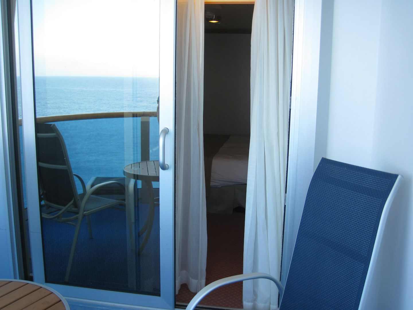 Deck looking into the room - C752. Great aft balcony cabin-see reflection of the ocean!