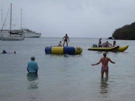 There was lots to do on shore for the Island Experience, and the swim platf