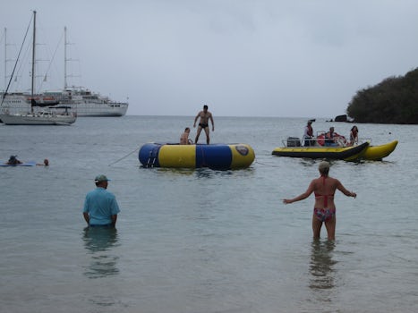 There was lots to do on shore for the Island Experience, and the swim platf