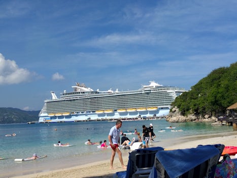 Photo of ship from private suite beach on Labadee, Haite