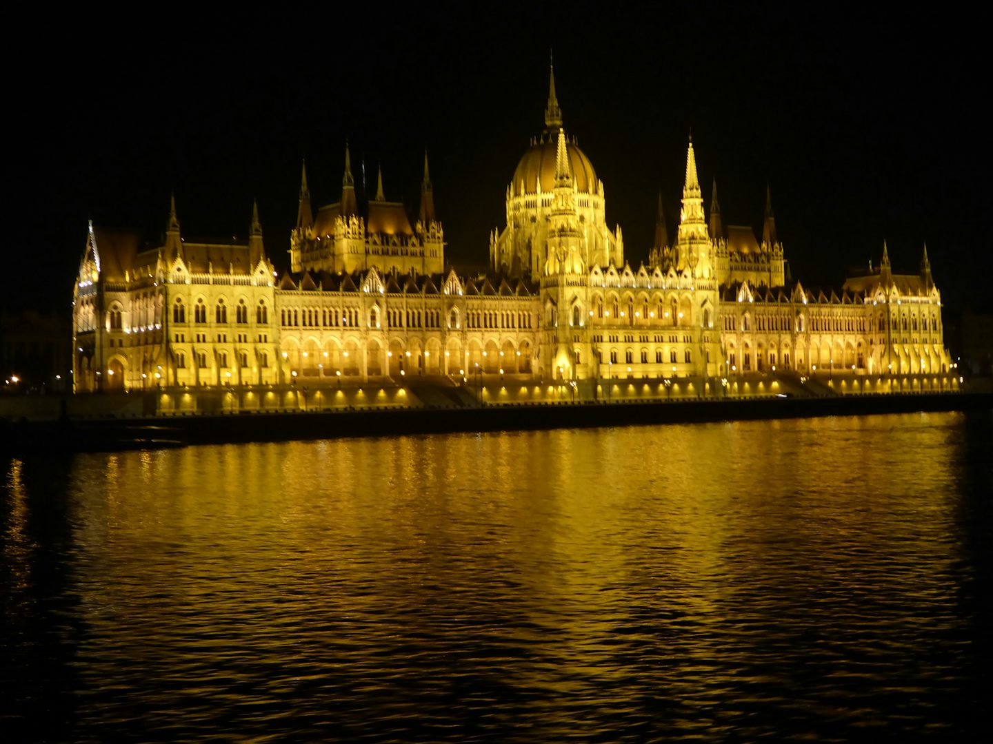 Budapest parliament cruise at night down the river.  Bring your blanket