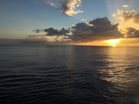 Beautiful sunset from our balcony on a cruise night