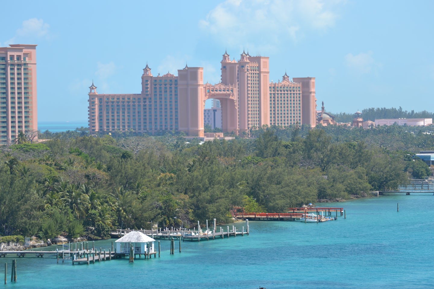 Docked in Nassau, Atlantis in the background.