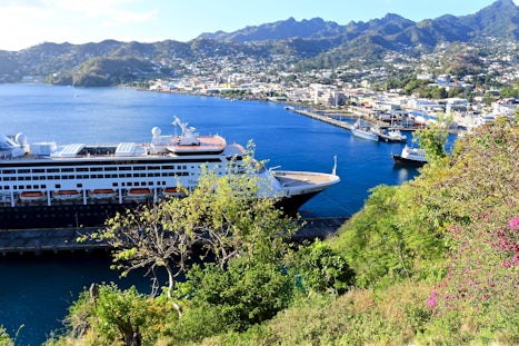 The Maasdam docked in St. Vincent in Kingstown.