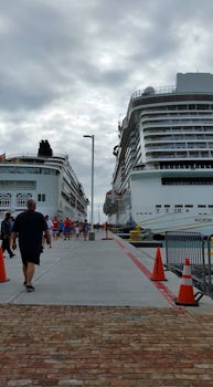 Norwegian Spirit and Escape docked in Tortola