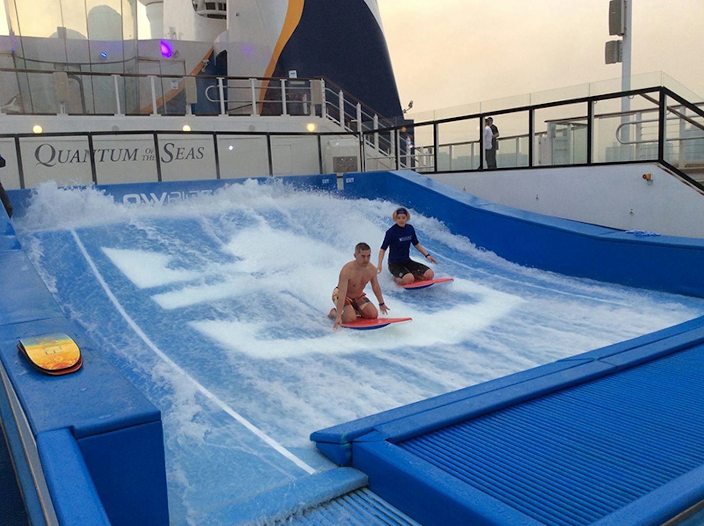 No crowds around the FlowRider... lots of time to enjoy the ride.
