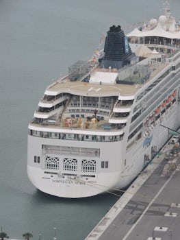 Norwegian Spirit berthed at Port Canaveral. Taken on helicopter trip