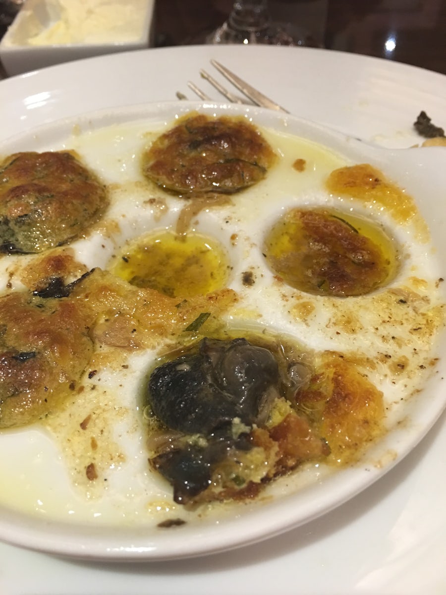 I tried escargot for the first time and they actually were not bad.