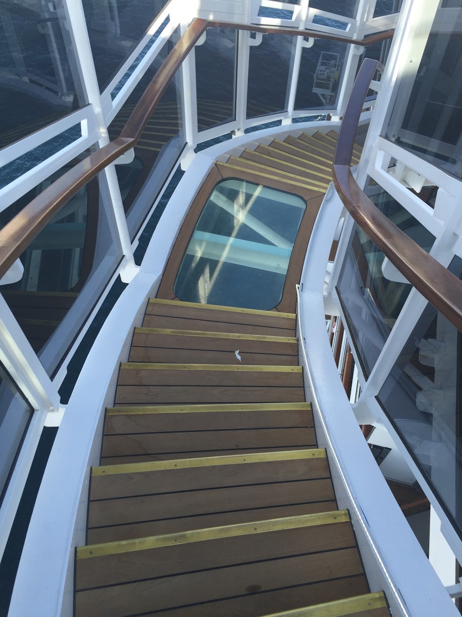 This staircase goes out of the edge of the ship