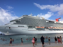 View of the ship from the beach in Grand Turk