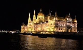 Budapest at night from our ship