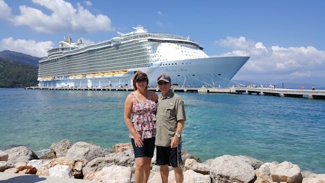 The Schuches in front of the ship in Haiti