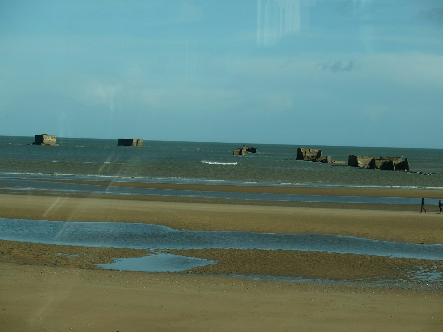 The remains of the Mulberry breakwaters at Normandy.