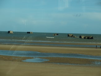 The remains of the Mulberry breakwaters at Normandy.