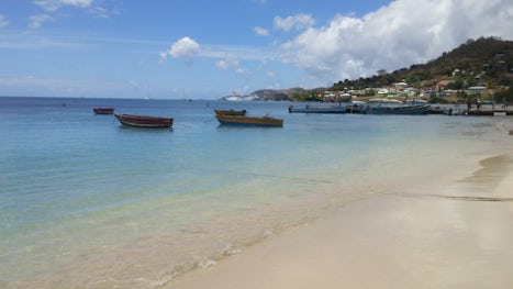 Water taxis on Grande Anse beach in Grenada. Round trip $8