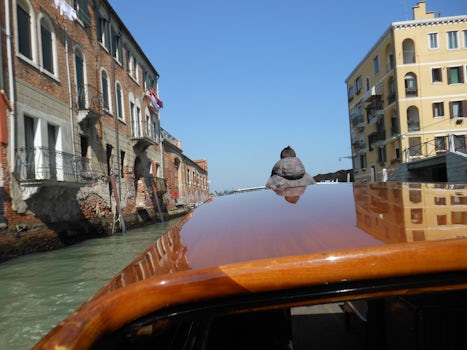On a water taxi headed to Murano
