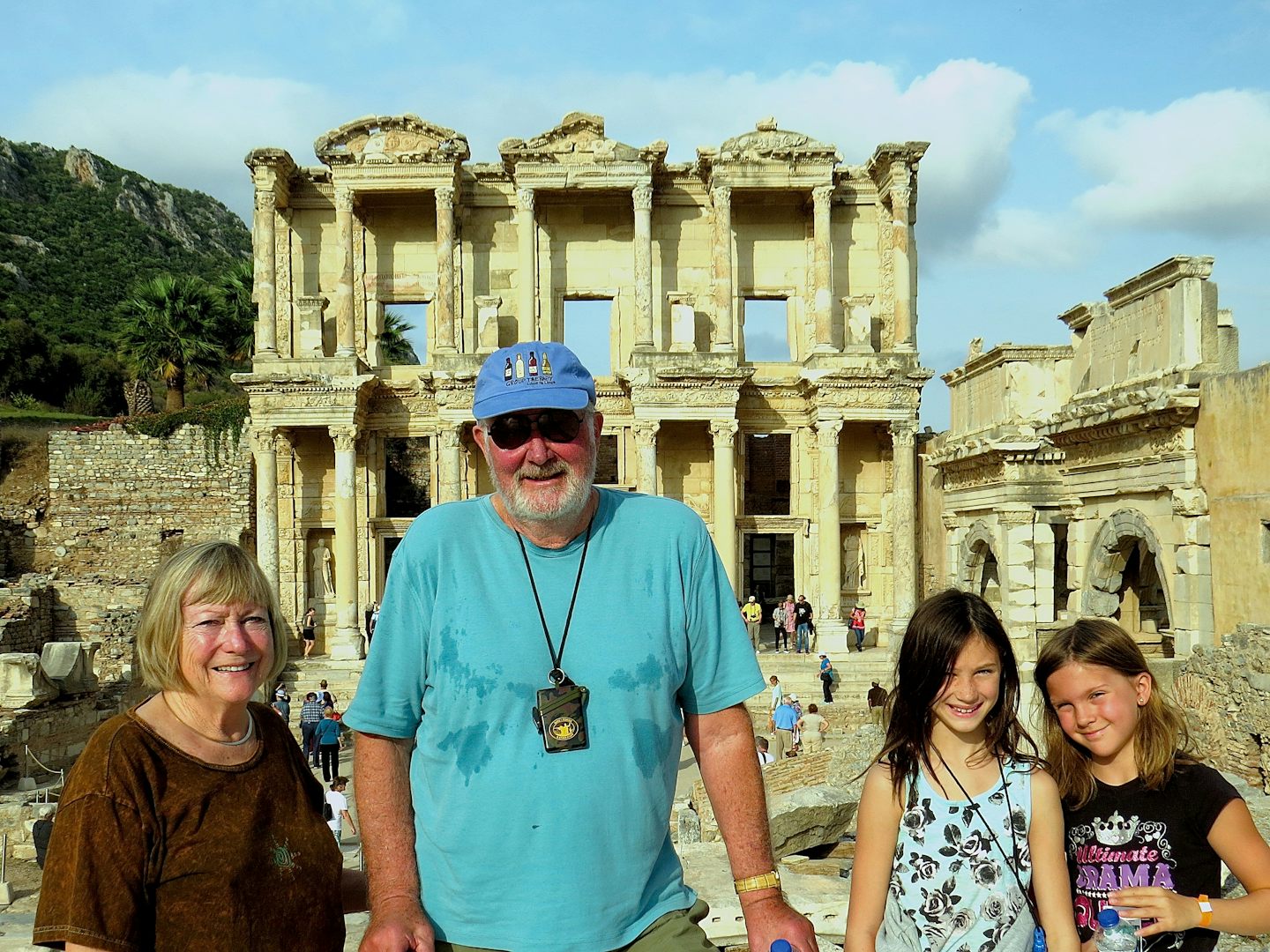 In front of library at Ephesus