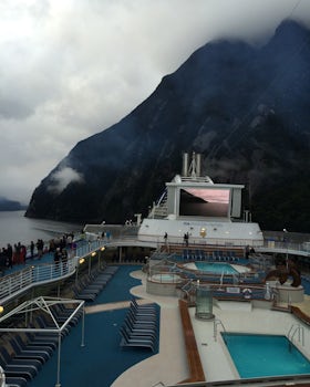 Milford Sound but the weather wasnt so good.