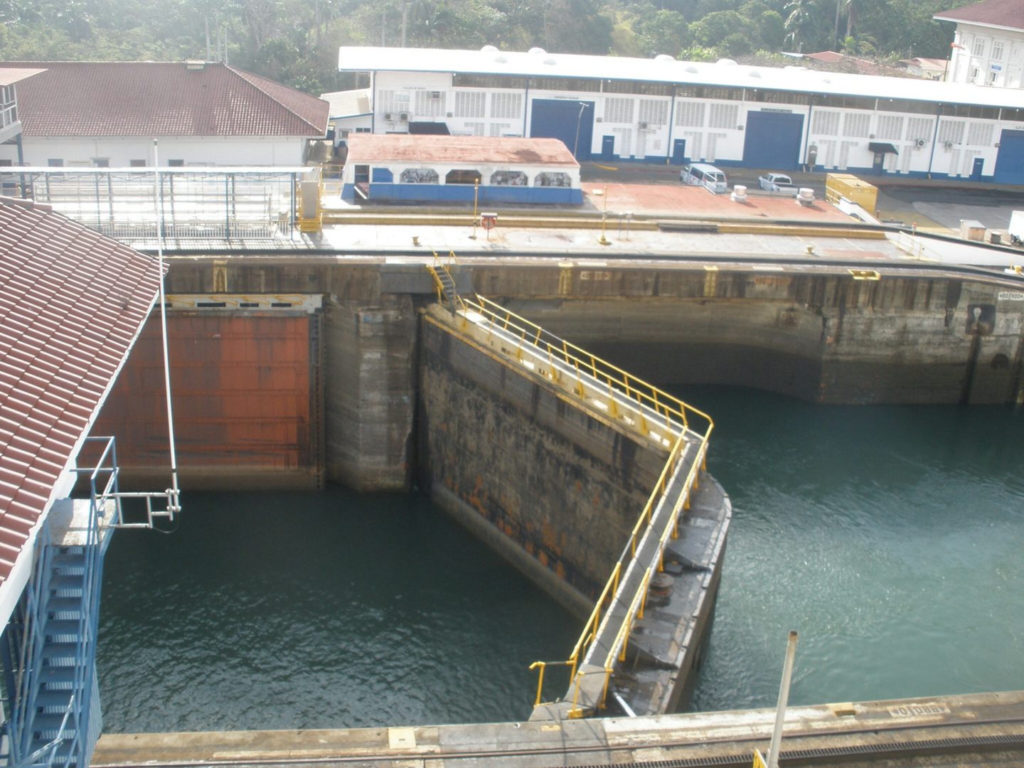 Two of three locks at Gatun Locks, Panama Canal