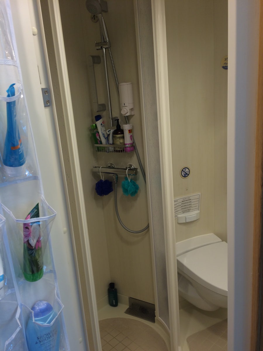 Shower is small but renovated