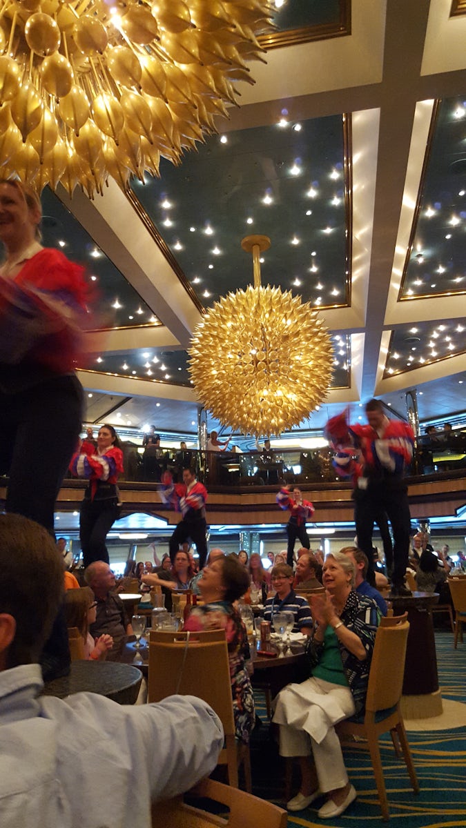 Another fun shot of the waiters entertaining us - food was good but service...