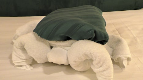 A towel animal. This one a crab.