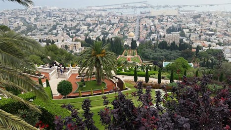 A view from above the Baha'i gardens in Haifa