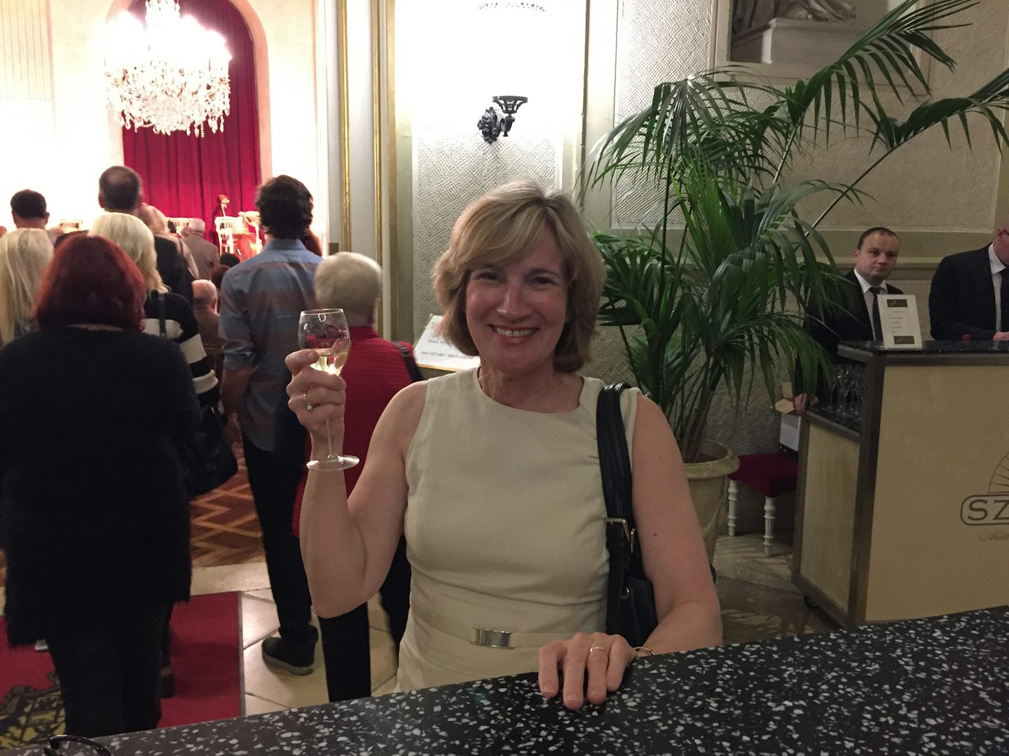 Sipping champagne at a concert in Vienna.