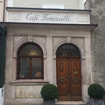 Cafe Thomaselli in Salzburg is a must stop during your walking tour of the old city. Pastry and a coffee on a chilly damp morning!