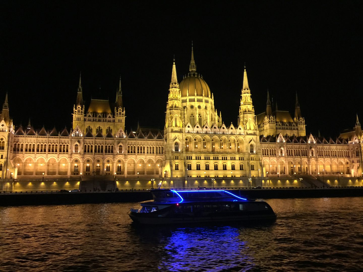 The Parliment on the Pest side of the river during our moonlight cruise of the harbor.
