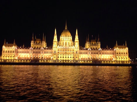 Budapest at night.  Parliment Building.
