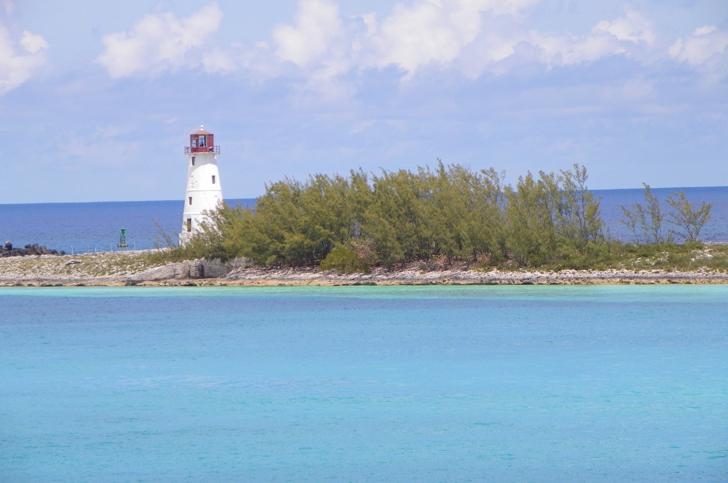 View of the lighthouse at the port in Nassau.