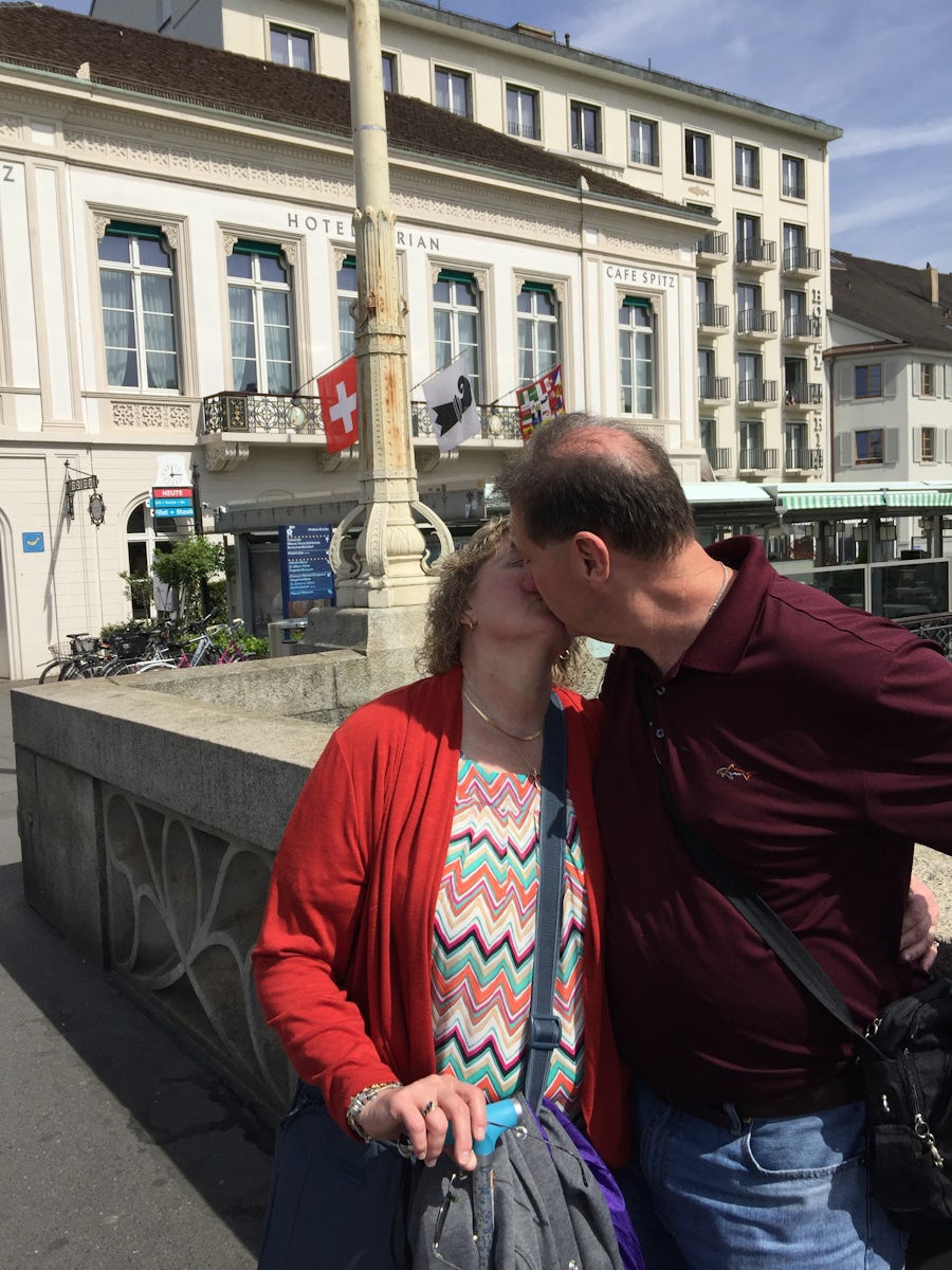 Our kiss on the Rhine River in Basel 4/16