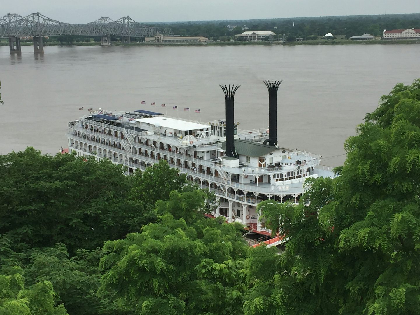The American Queen from the bluffs above the River in Natchez