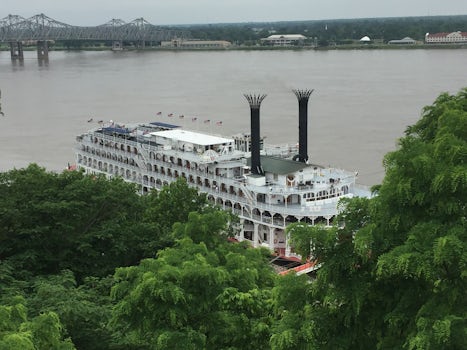 The American Queen from the bluffs above the River in Natchez
