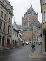 Beautiful Quebec, looking towards Chateau Frontenac before the torrential rains