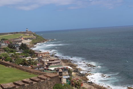 View from Castillo San Cristobal with Castillo San Felipe del Morro in the