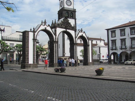 The entrance arches to the city. Ponta Delgada, Portugal.