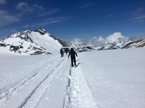 Walking the ski plane's landing track at the top of the world (at least