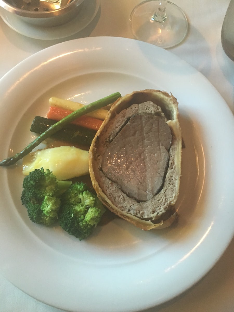 Beef Wellington served in Taste dining room
