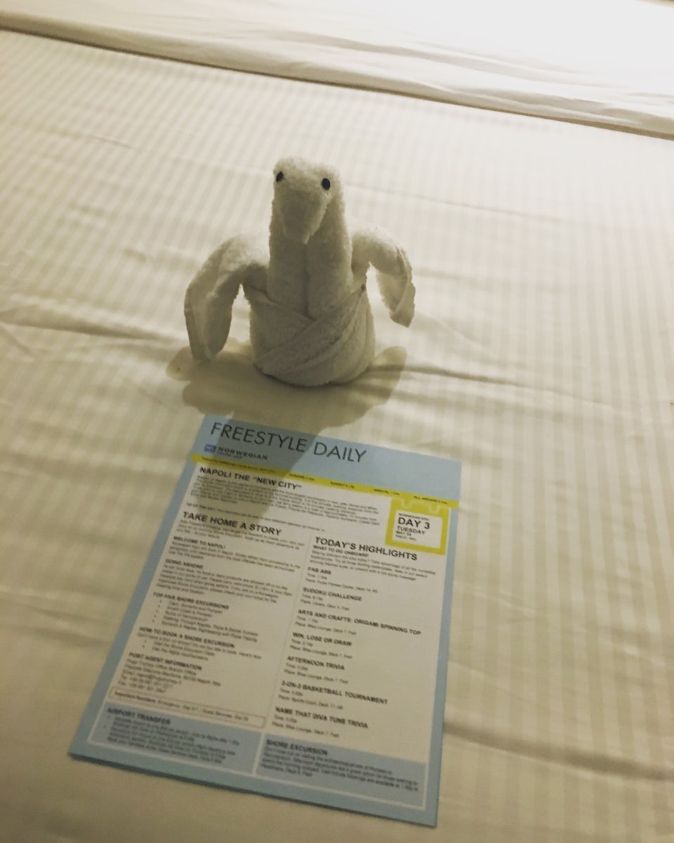 Our stateroom attendant was great with leaving towel animals.