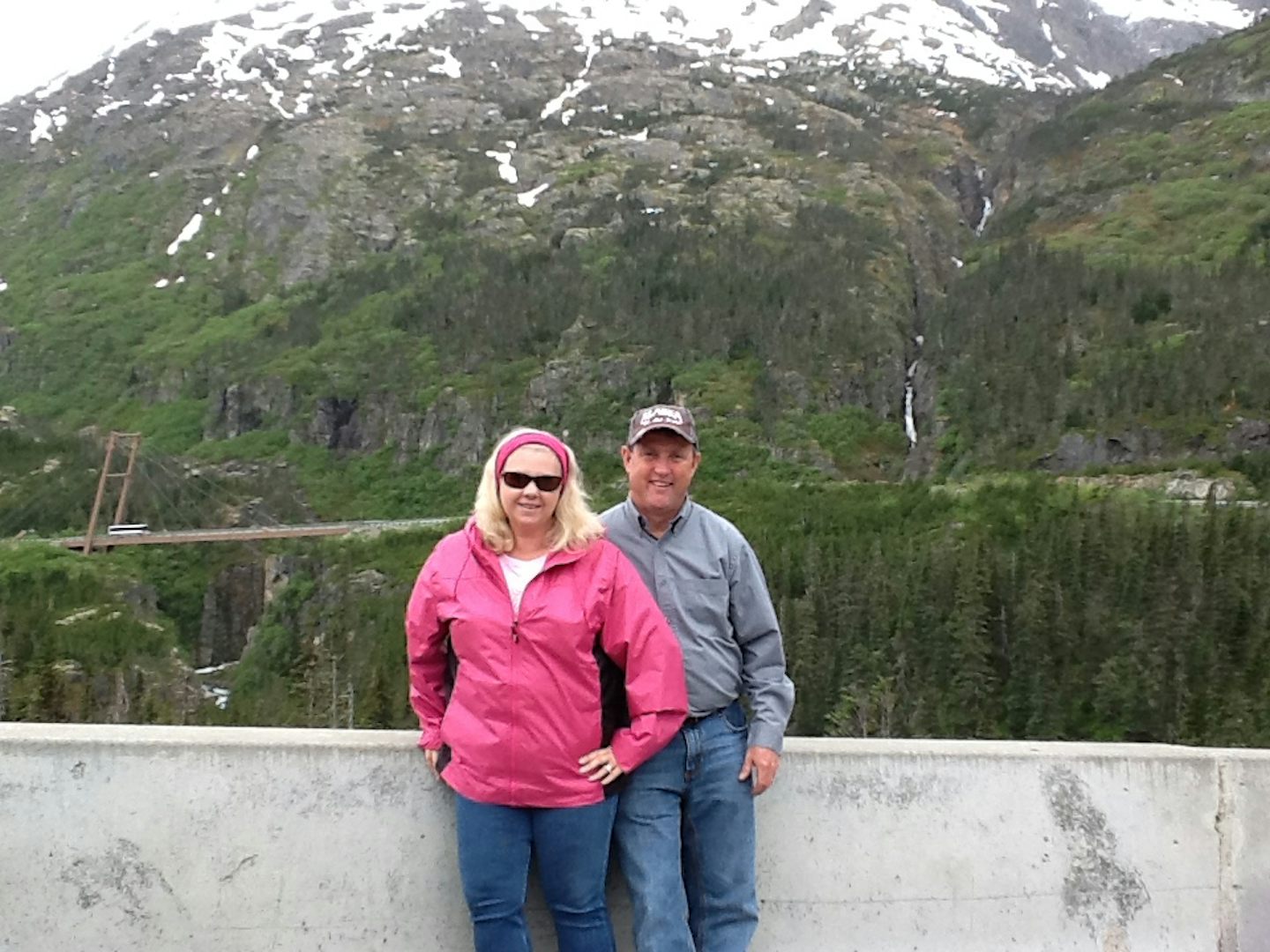 On the way from Skagway to Yukon Territory. Suspension bridge in the background