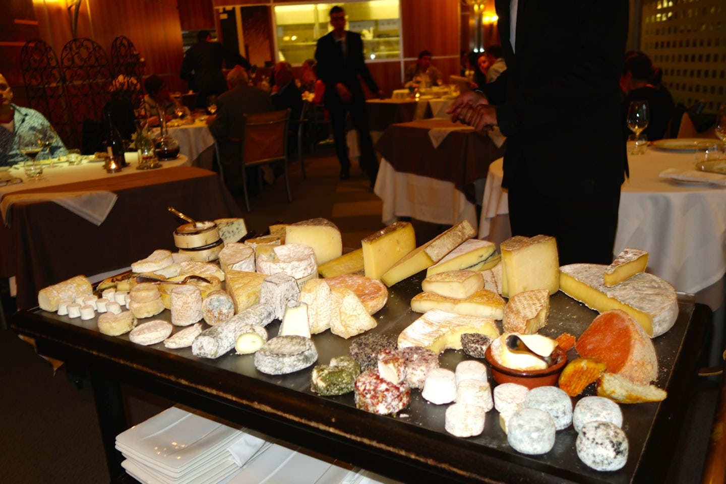l'ambassade, in beziers, has a very impressive cheese trolley - our one meal ashore is up to anjodi's standard