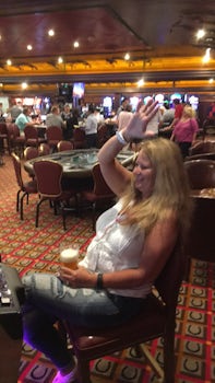 Deb first night having a blast in the Casino!