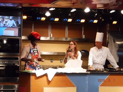 Cook off in Culinary Center between Mario (Cruise Director) and the Captain