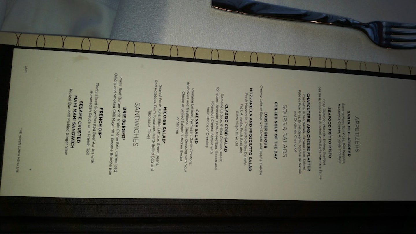 Haven dining room menu 3